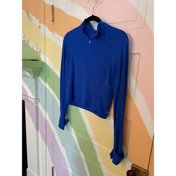 Lululemon It's Rulu Blue Cropped Half Zip Updated - Sz Med - Picture 3 of 11
